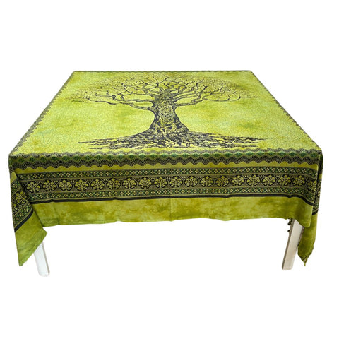 Katoenen doek uit Italië (2,10 x 2,40 m) XL - Mosgroen Boom - Strand, Bank, Wandkleed en meer