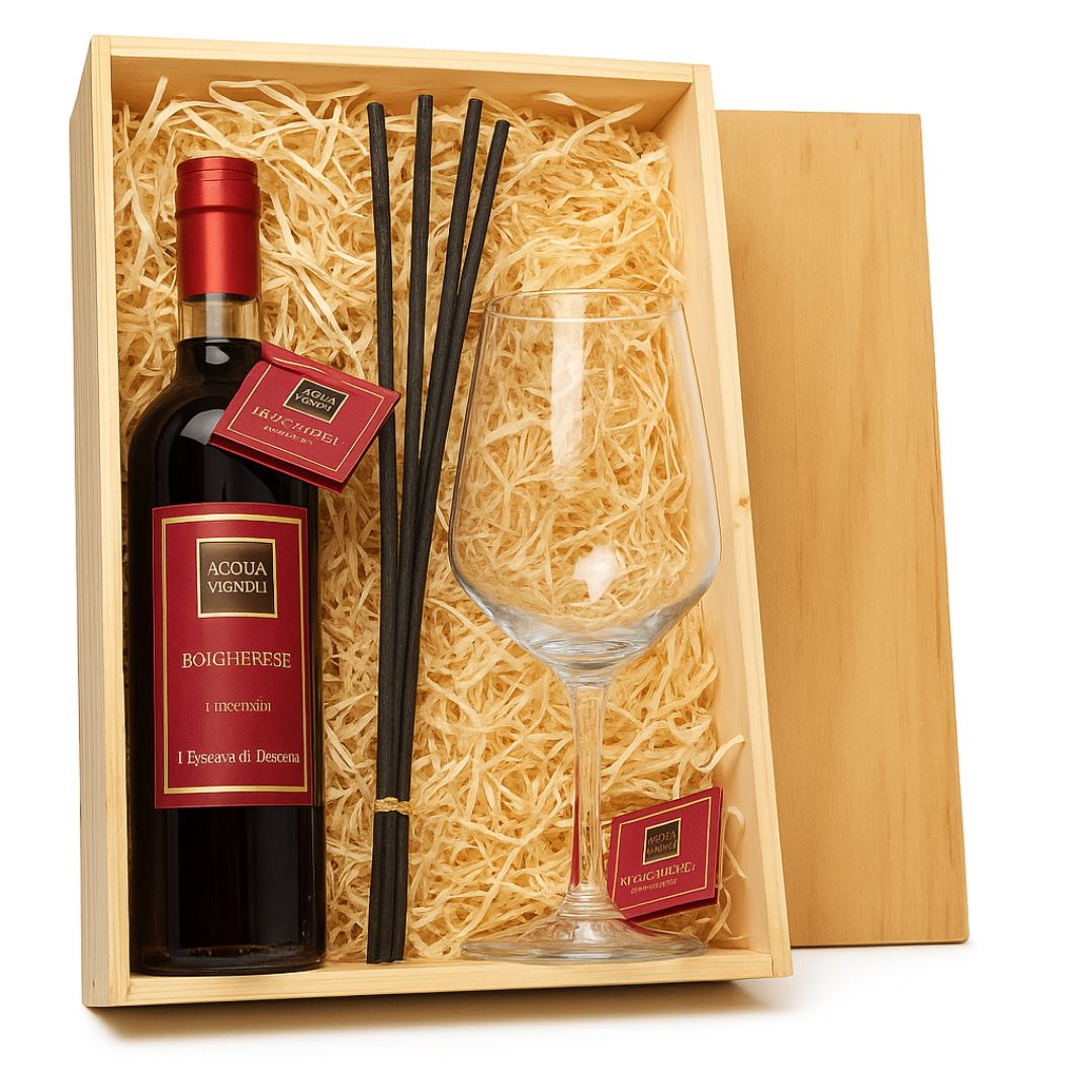 Acqua Vignolina Gift Box – Geurstokjes in houten kist 375ml - Bolgherello