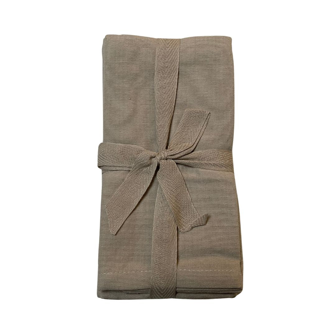 Servetten 4 stuks Taupe-Crème - Katoenen Servetten